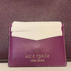 Kate spade NWT Staci plum pie saffiano leather slim card holder wallet